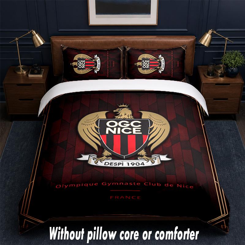 OGC Nice FC Design Bed Bedding Set 1 Duvet Cover + 2 Pillowcases Soft Breathable Household Bed Linens
