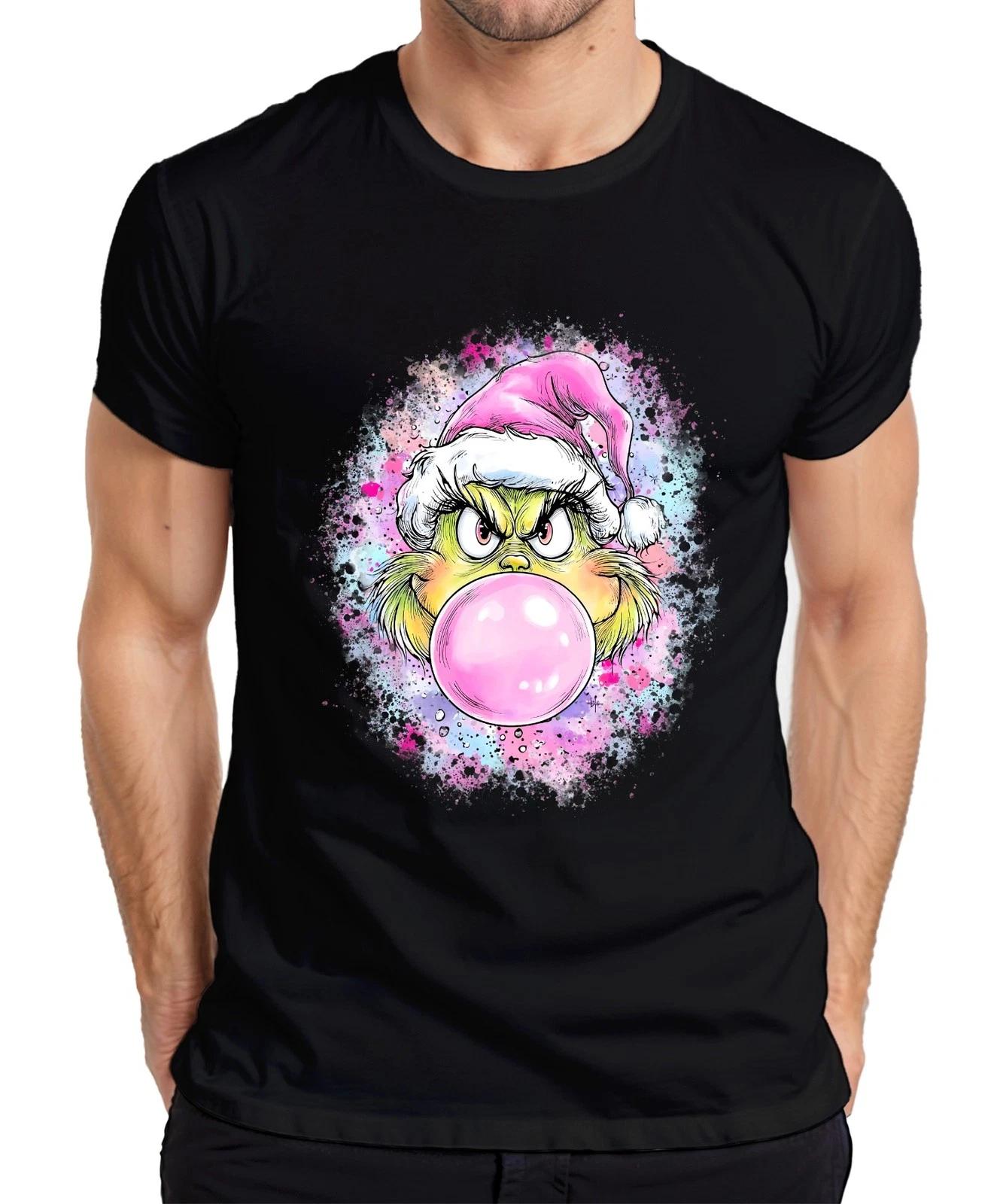Grinch rosa Kaugummiblase Weihnachten frech Geschenk Popart Herren T-Shirt XXXXL