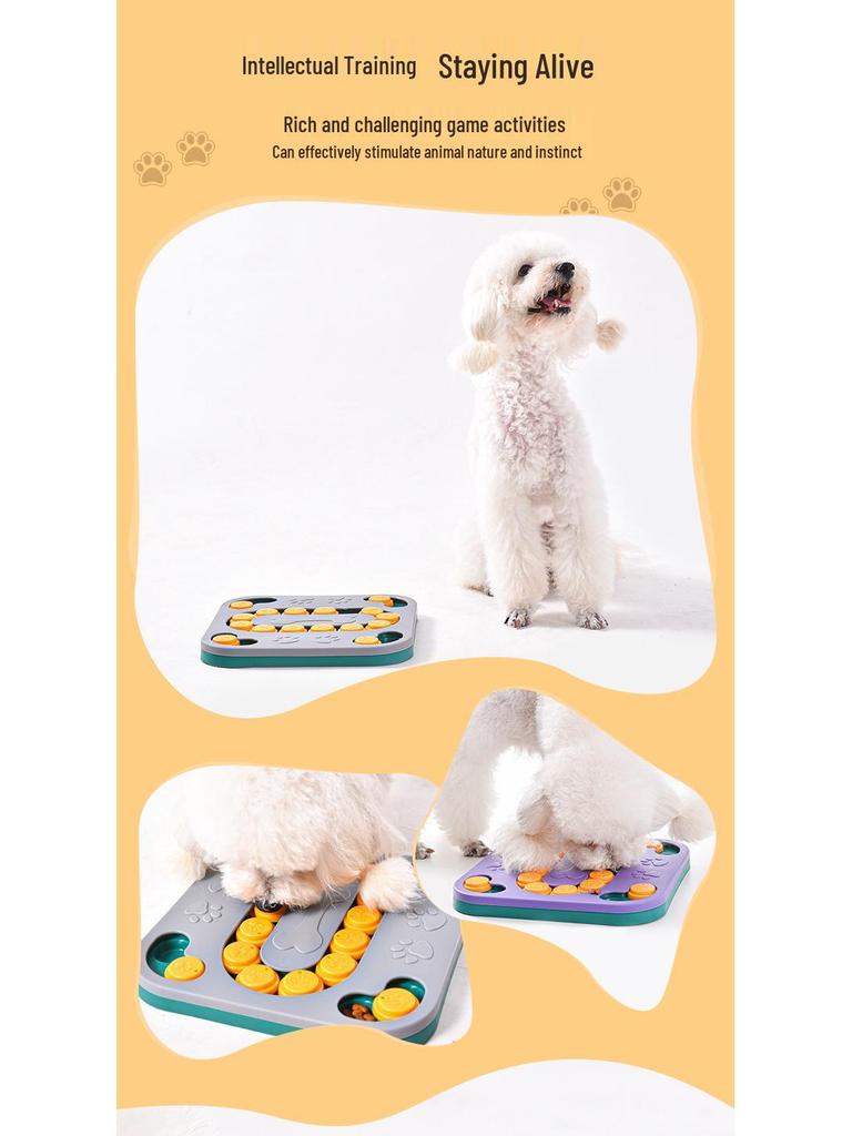 Square Track Pet Slow Feeder Puzzle Bowl - Multifunctional Foraging Toy