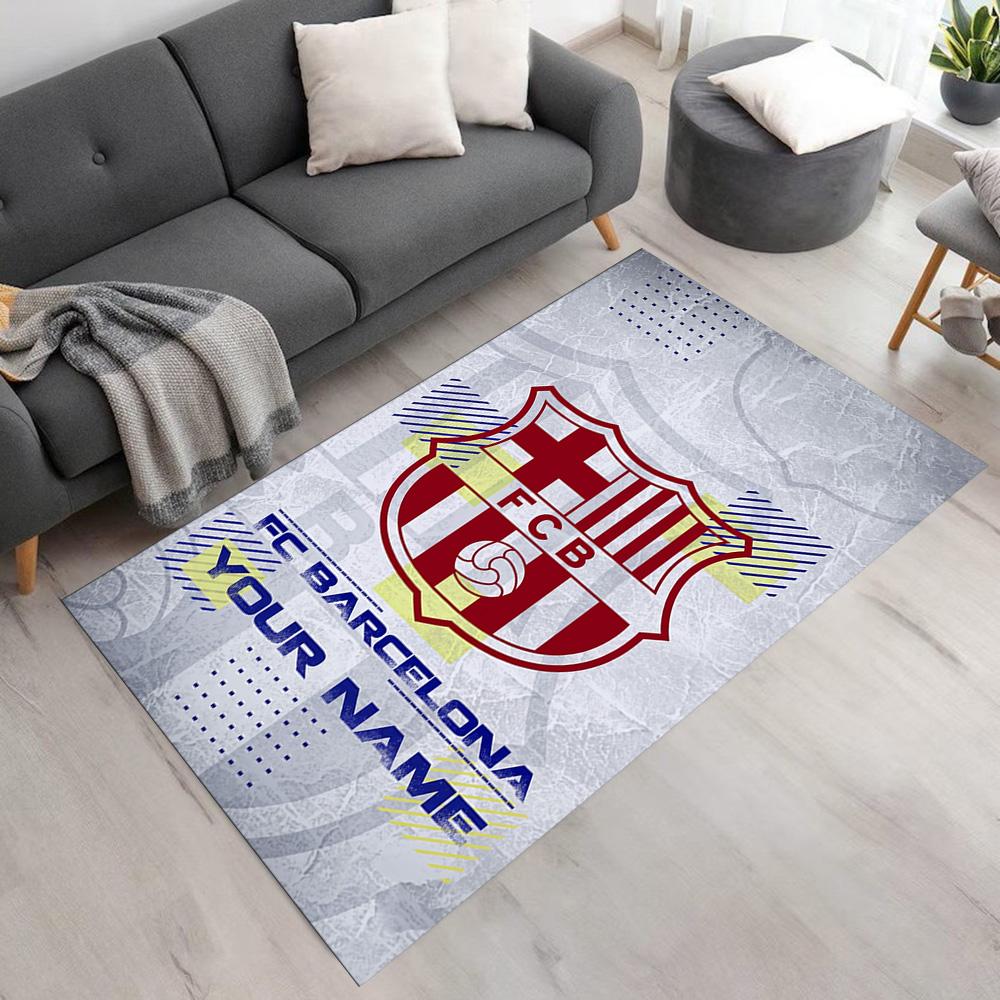 Barcelona Club Personalized Name Floor Rug Office Rug Perfect for Foyer Game Room Entryway Dormitory Antislip Carpet Anime Office Decor