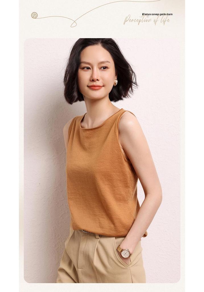 Women's 100% Pure Cashmere One-Shoulder Spaghetti Strap Vest – New Fine Gauge Knit for Autumn/Winter