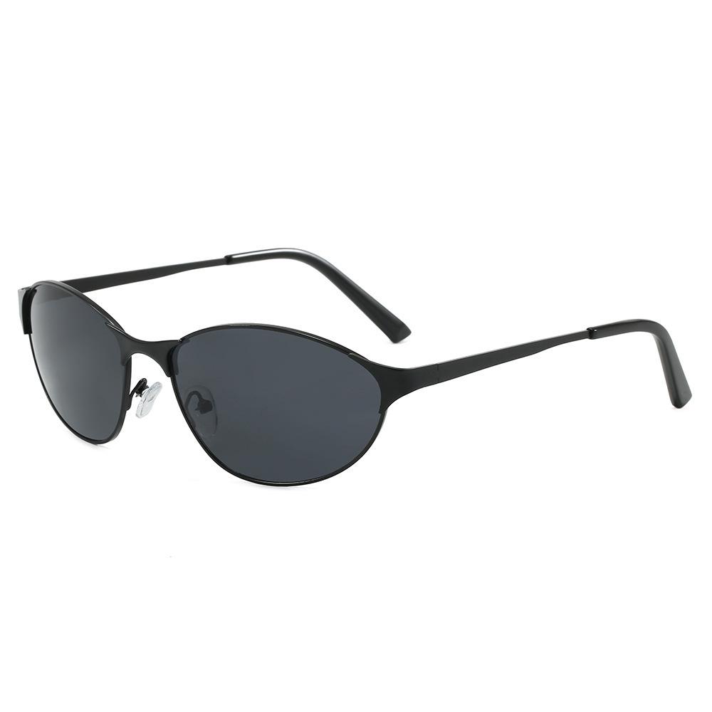 Futuristic Metallic Silver Cat-Eye Sunglasses - Korean Style Outdoor Sports Eyewear