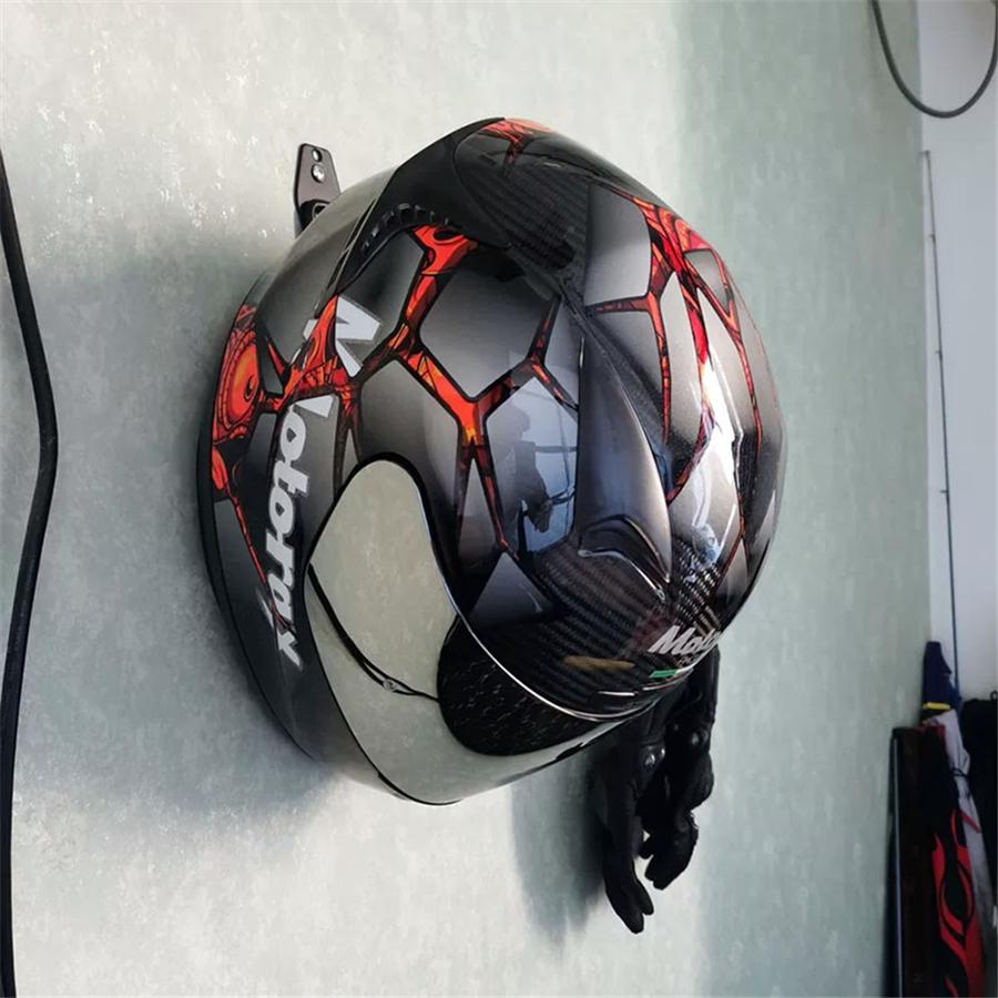 New Steel PVC Hook Bag Display Rack Wall Mount Hanger Motorcycle Helmet Holder Black