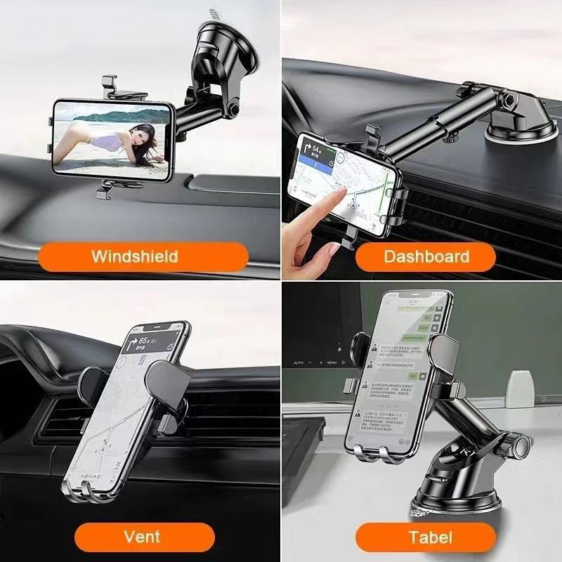 Suction Cup Car Phone Holder, Adjustable Dashboard Windshield Mount Stand For Smartphone Gps Navigation