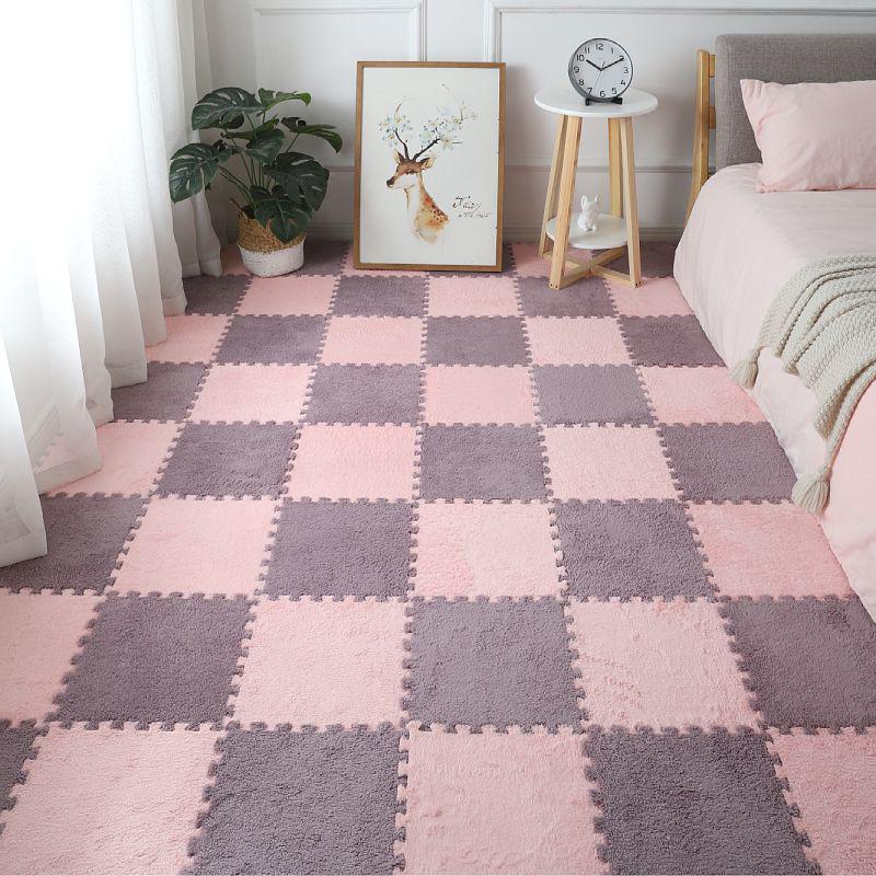 Nordic Style Patchwork Floor Mats for Girls' Room, Large Plush Bedroom and Living Room Carpet