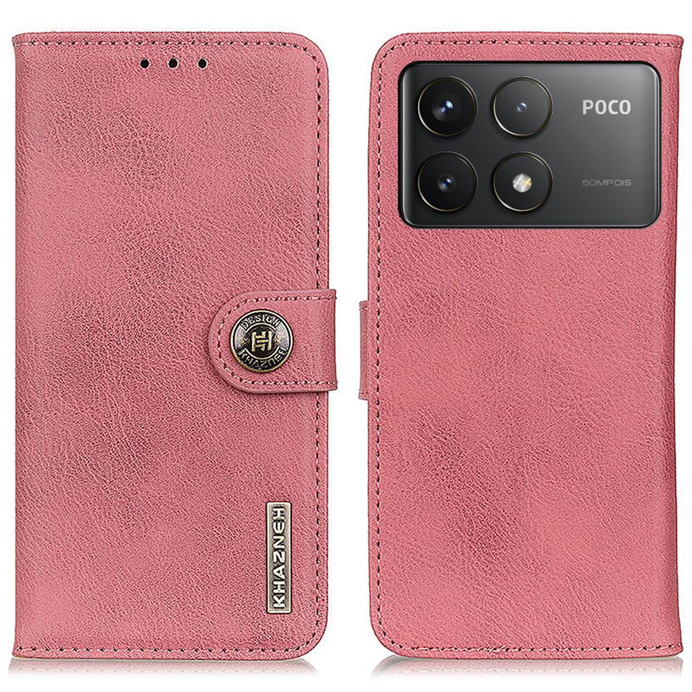 

For Xiaomi Poco F6 Pro 5G/Redmi K70 5G/K70 Pro 5G Case Wallet Cowhide Texture Leather Phone Cover Pink