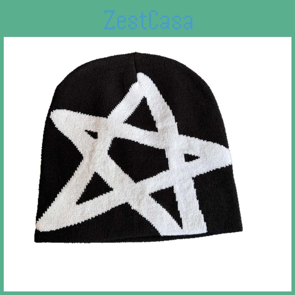 Winter Knit Autumn Hat With High Top Design And Star Pattern For Daily Wear