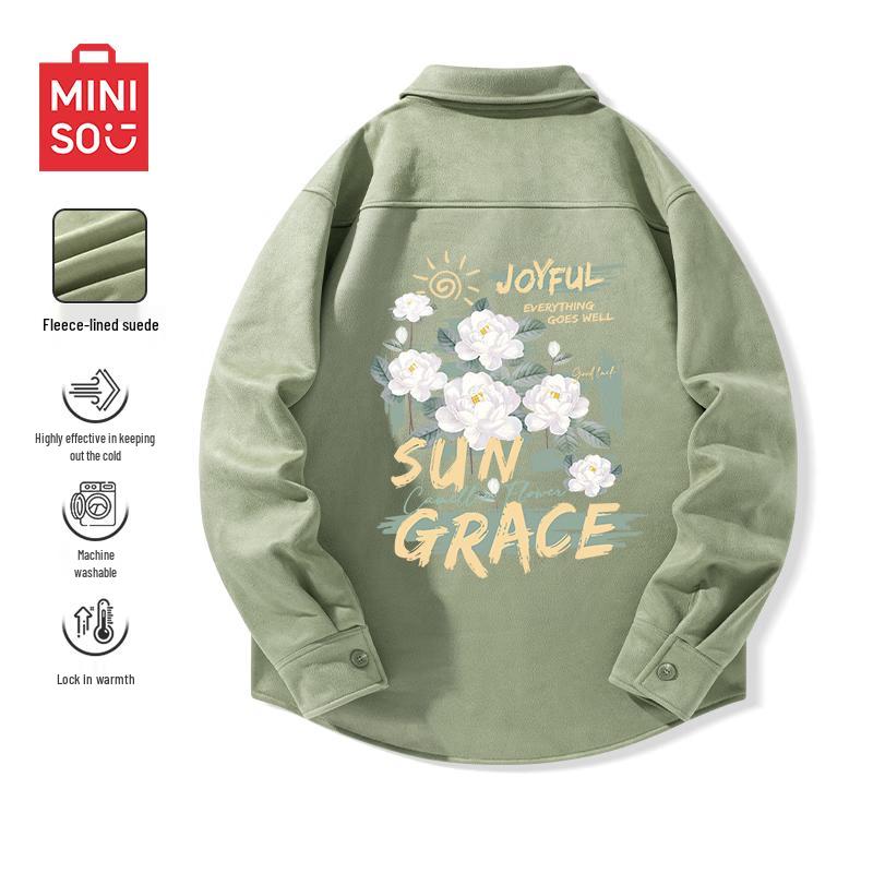 

MINISO Мужская флисовая куртка-рубашка с воротником 2XL