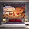 Panda and Bear Birthday Celebration Scene Pattern Wall Hanging Tapestry Decorative Tapestry Home Decor for Bedroom and Living Room