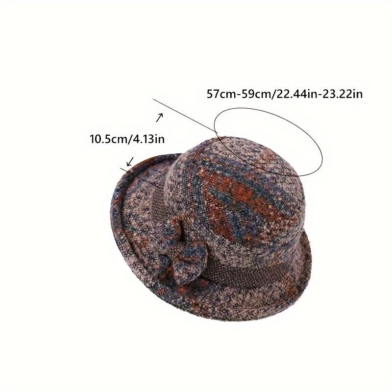 Autumn and Winter Knitted Bowknot Color Blocking Thickened Basin Hat, Casual Outdoor Sports Warm Wide Brimmed Bucket Hat
