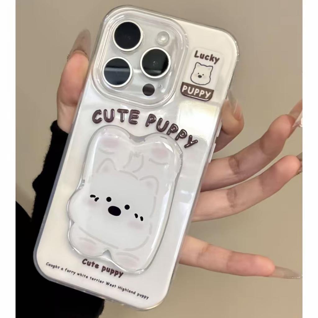 Cute three-dimensional West Highland patch for iPhone Apple 17pro mobile phone case 16 pendant 15IMD14 hard 13
