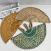 Semicircular Grass Woven Fan Seaweed Cooling Fan Natural Handheld Fan  Summer
