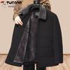 Woodpecker Men's Plus Velvet Thickened Winter Jacket - Warm Cotton Outerwear for Middle-Aged and Elderly