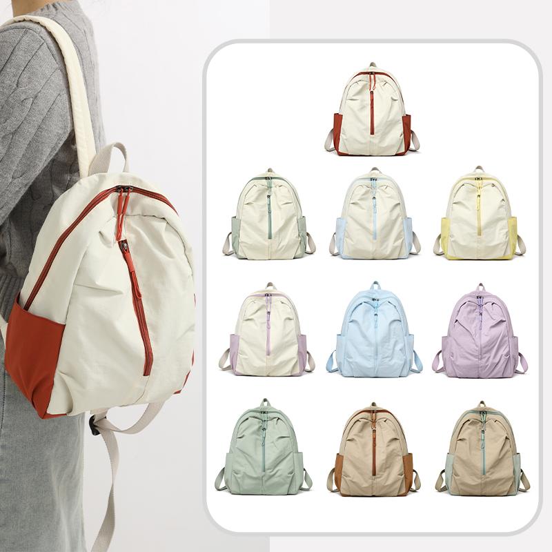 Contrast Color Backpack Women's Outdoor Lightweight Travel Backpack Large Capacity Student Schoolbag