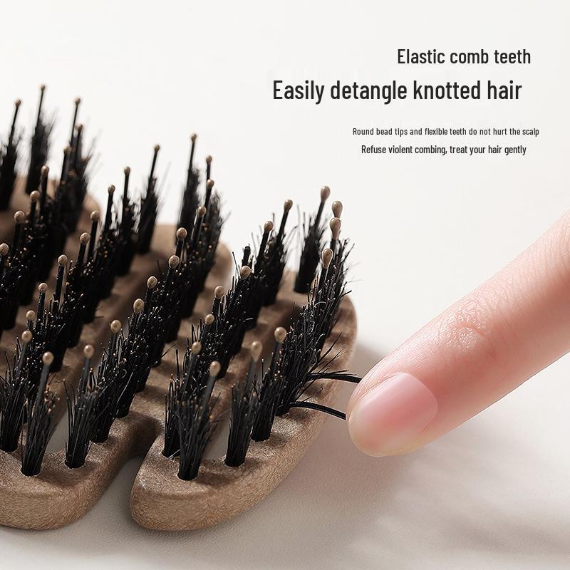 Pine Cone Boar Bristle Hairbrush: Volumizing & Smoothing Comb with Massage Head for Women
