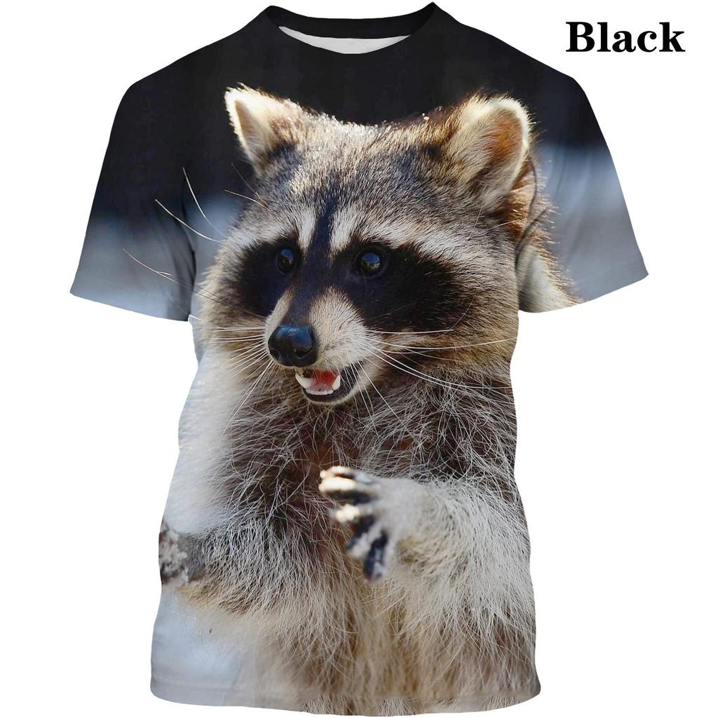 Fashion Cute Animal Raccoon Unisex 3D Printing Casual Short Sleeve T-shirt