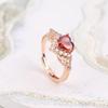Leichter Luxus Romantisches Herz Granatapfelrot Zirkon Champagnergold Ring Modischer Und Vielseitiger Schmuck Geschenk