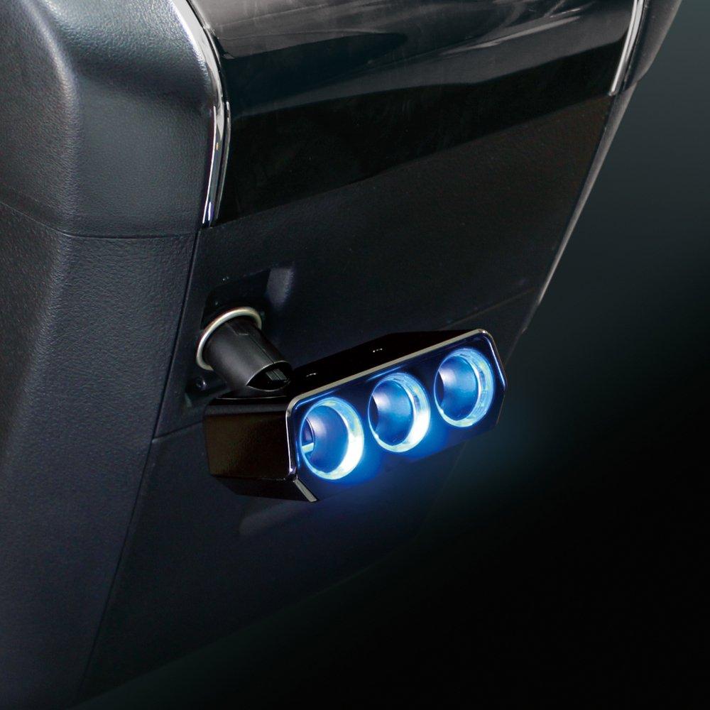 Tsuchiya Yac PZ-737 Car Accessories Socket Splitter Ring Light Socket Triple Direction Black