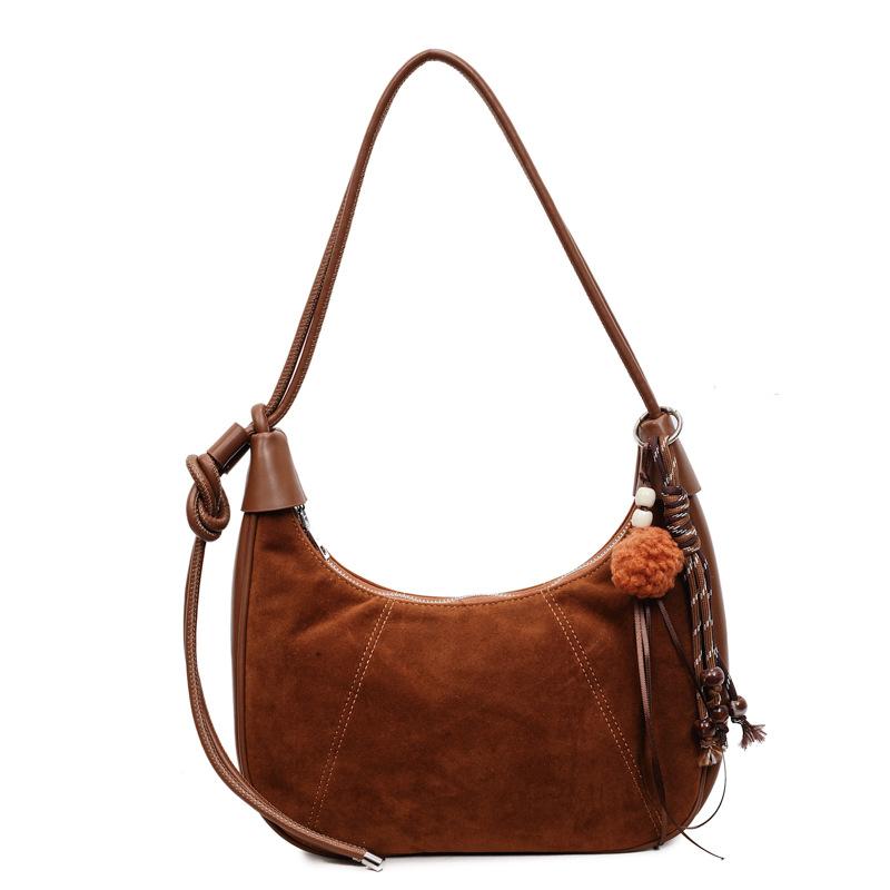 

Trend high sense casual retro dumpling bag new trend fashion croissant bag commuter underarm shoulder bag no pendant коричневый