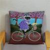 Cartoon Cycling Cat Print Cushion Cover Super Soft Pillowcase 45x45  Home Decor