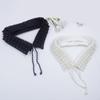 Perfect Match Laceup Tied False Collar Decorative Accessory Soft Fabric Pearls Decors Collar