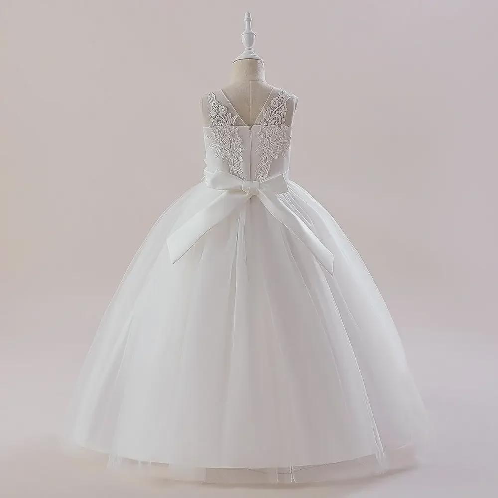 Girls' Embroidered Lace Flower Princess Dress