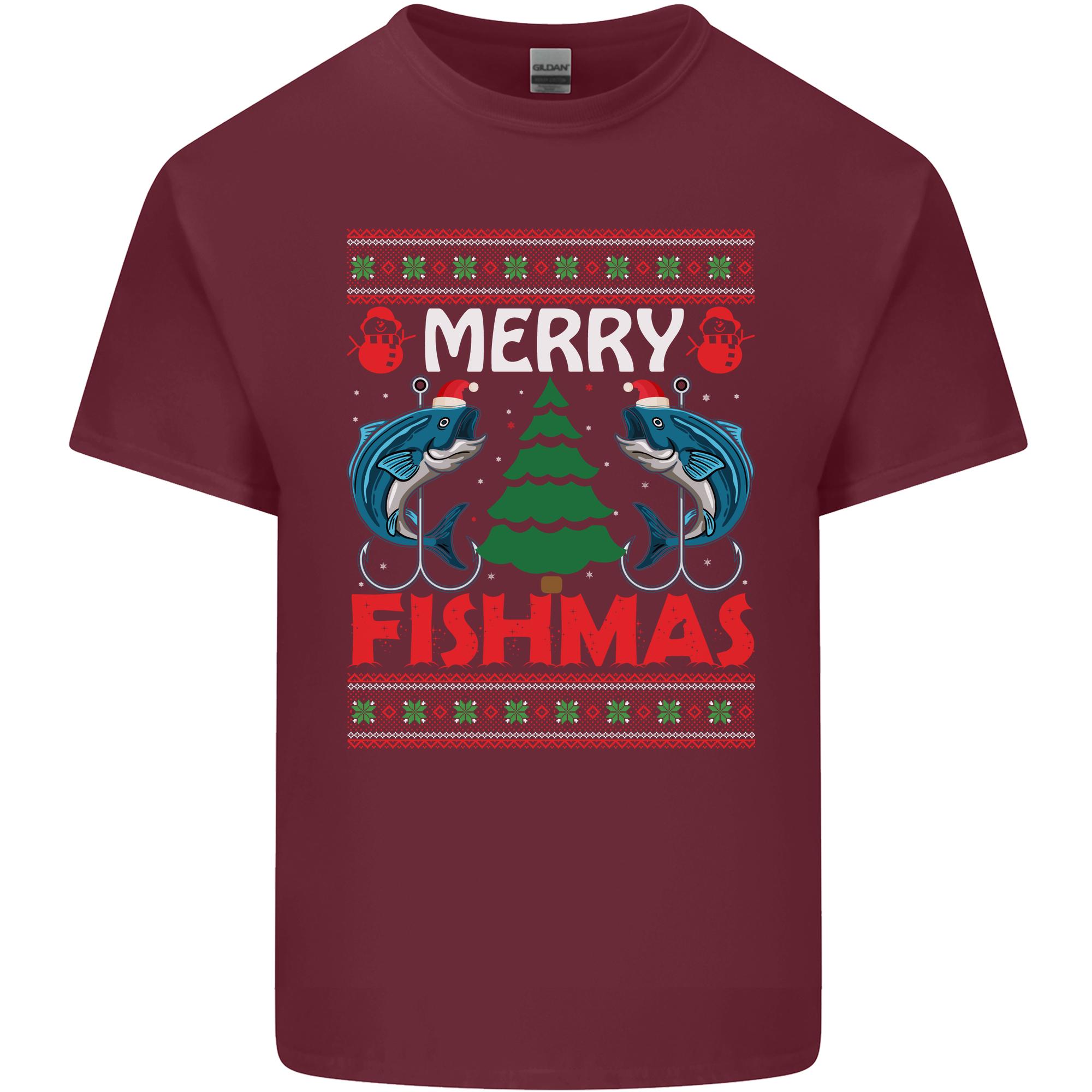 Merry Fishmas Funny Christmas Fishing Unisexs Light Cotton TShirt S