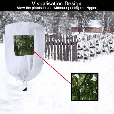 Couverture de plante d'hiver Protection contre le gel Couverture de plante Protection contre le gel des plantes avec fenêtre zippée Cordon de serrage Gel pour extérieur