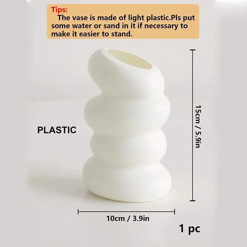 1 STK Plast Spiral Hvit Vase Nordic Creative Blomsterarrangement Beholder For Kjøkken Stue Soverom Hjem Dekorasjon Ornament