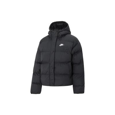 Solid Color Windproof Warm Short Hooded Sports Puffer Jacket Women Jackets Black FD8291-010