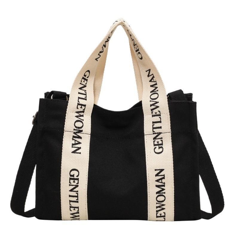 Fashionable Canvas Tote Bag With Alphabet Print Shoulder Bag For Women