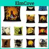 Elegant Cotton Linen Halloween Pumpkin Pillow Case For Home And Car Decor