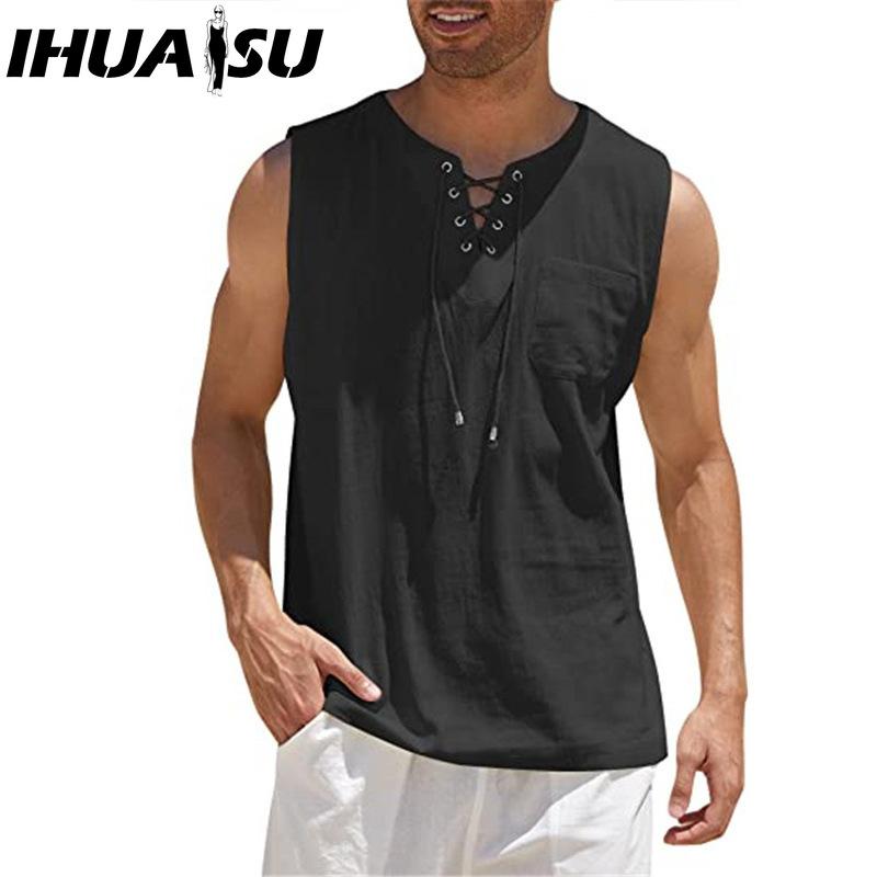 IHUASU Bavlněné tílko Pánská móda Volné tričko s potiskem Soucitné tričko