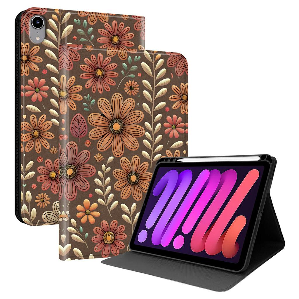 For iPad mini (2024) PU Leather Case Pattern Print Tablet Cover Stand with Pen Slot (Stylus Not Included)