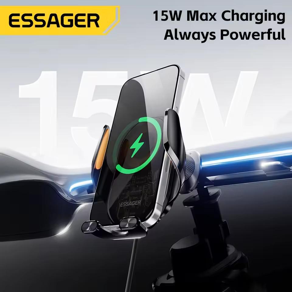 Essager Magnetic Car Phone Holder 15W Wireless Charging Touch Control Car Air Vent Stand for iPhone 16 15 Xiaomi Samsung Huawei