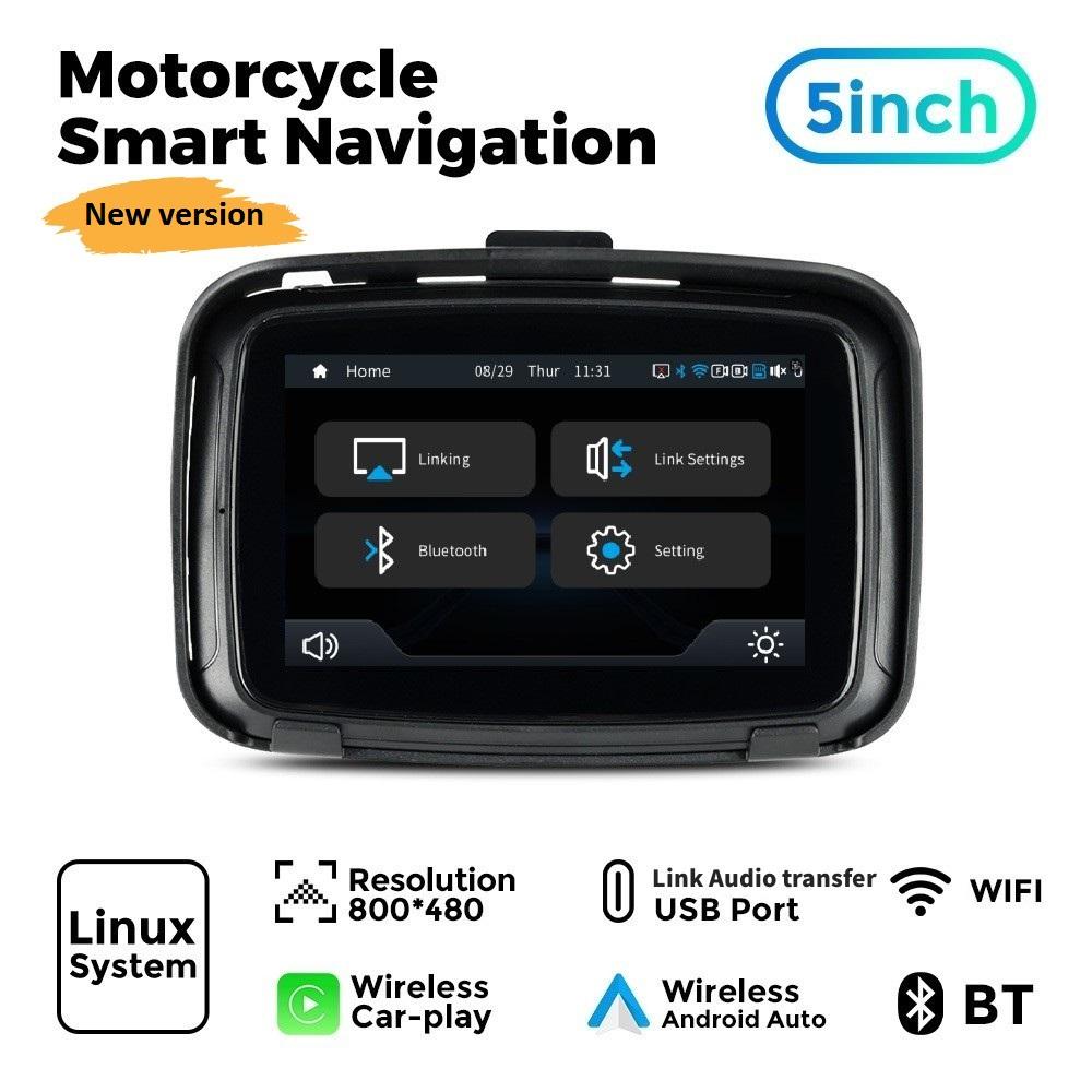 

NaviFly 5-дюймовый беспроводной мотоцикл Carplay Android Auto портативный GPS IPX7 мотоцикл водонепроницаемый дисплей BT поддержка нескольких языков