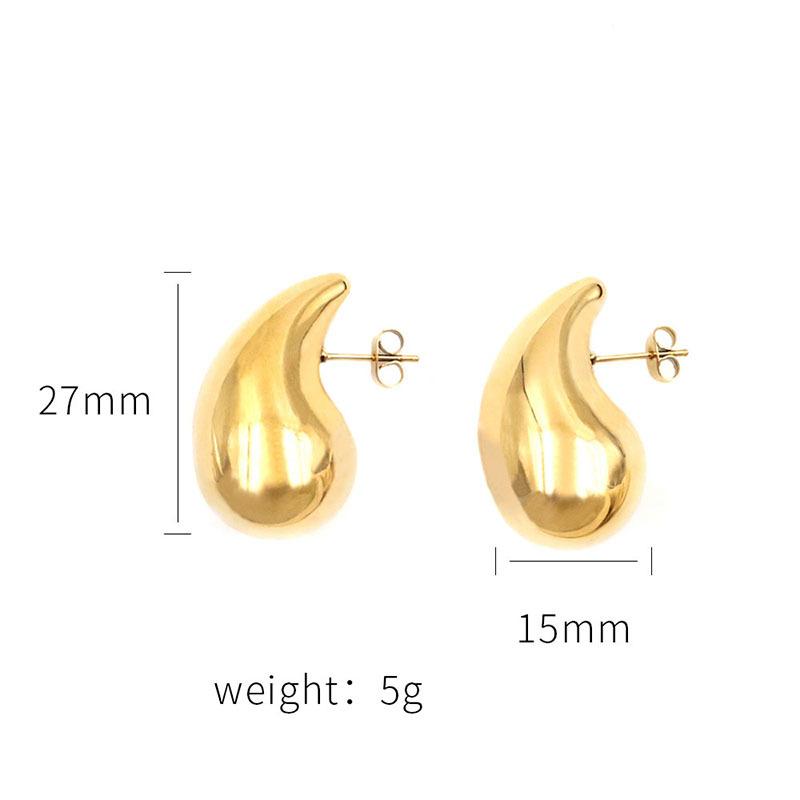 

French Personality Trendy Style Metal Does Not Fade, Gold-Plated Exaggerated Natural Water Drop Shape Hollow Earrings For Girls