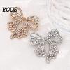 Alloy Lapel Pin Sparkling Rhinestone Bow Brooch, Mini Bowknot Shaped Shirt Collar Pin, Clothing Jewelry Accessory for Women Girls Brooch