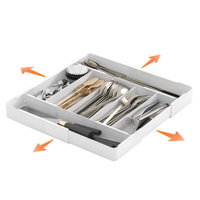 Rloao Cutlery Extendable Slide Cutlery Storage Adjustable Kitchen Cupboard Flexible Small Item Easy To Cutlery Storage Easy Cupboard Storage White