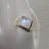 Square Rose Cut Blue Fire Rainbow Moonstone 95 Sterling Silver Ring Jewelry, Unisex Handmade Artisan Gift Ring