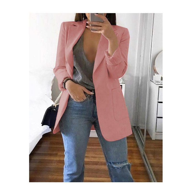 Lapel Women Loose Turndowncollar Long Sleeve Casual Blazer Women Outwear