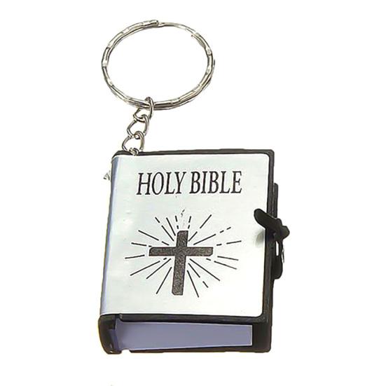 1Pc Mini Portable English Holy Bible Pendant Keychain Key Ring Holder Bag Decor