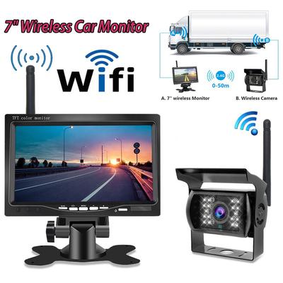 Fahrzeug Drahtlose Rückfahrkamera 7 "HD TFT LCD Fahrzeug Backup Rückfahrkamera Monitor Für Lkw Bus RV Anhänger Bagger