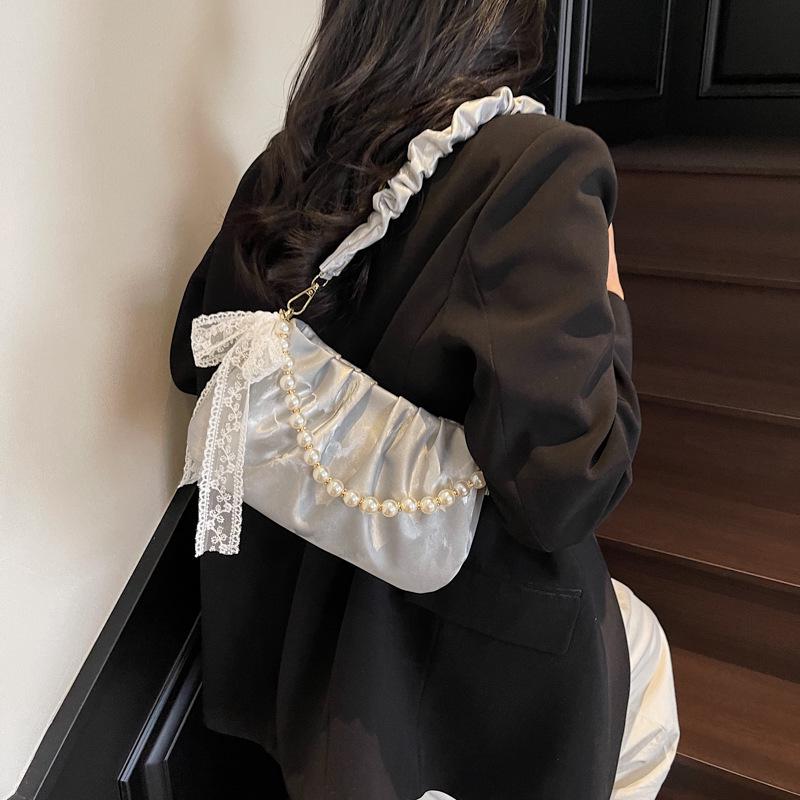 Pearl Temperament Women's Ruched Cloud Shoulder Bag - Spring 2025 Fashion