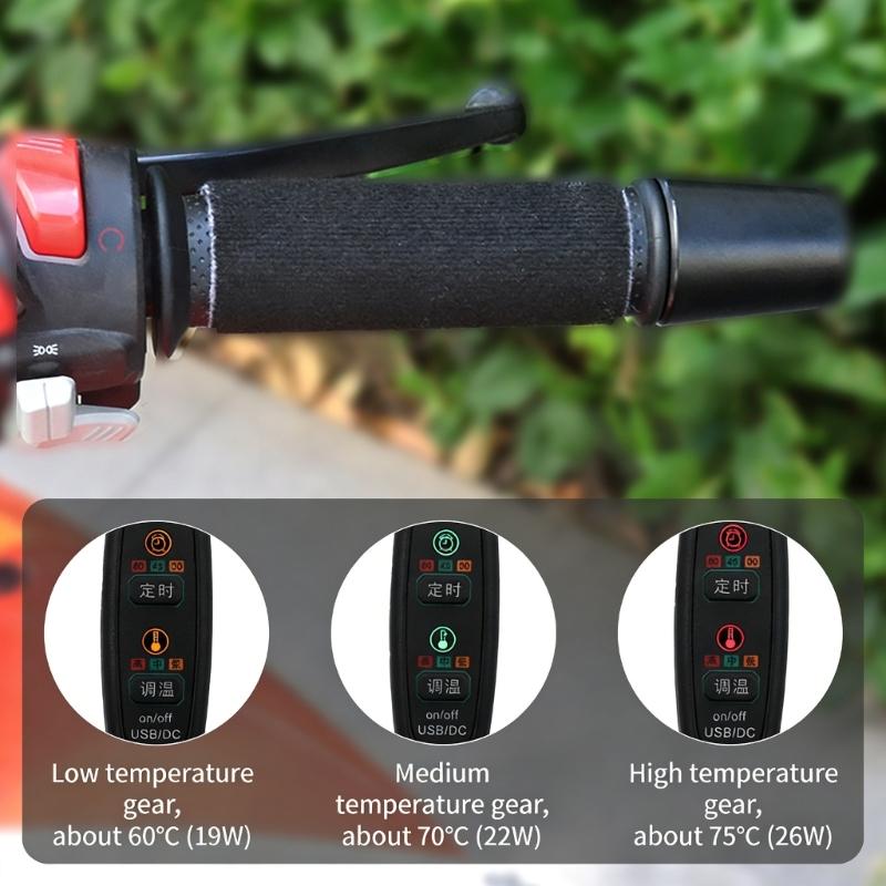 Anti Slip Grip Heated Hand Grips Suitable for Bikes Motorcycles ATVs with 3 Speed Adjustable Temperature Fast Heating ABS