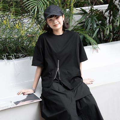 2024 Women T-Shirt Female Solid Elastic O-Neck Cotton Loose Short Sleeve Tops&Tees White Black