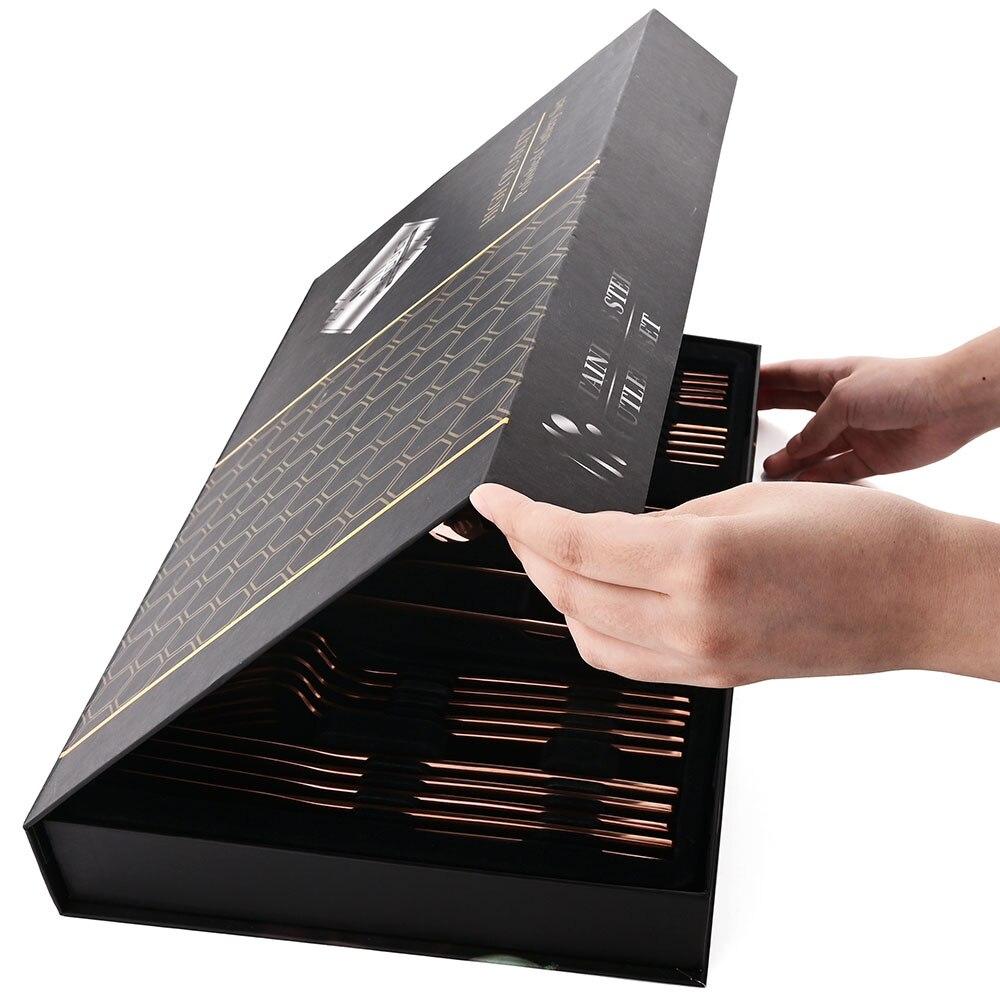 24Pcs Dinnerware Set With Gift Box Knife Fork Spoon Dinner Dinnerware Flatware Set Stainless Steel Tableware Silverware Eating Kitchen