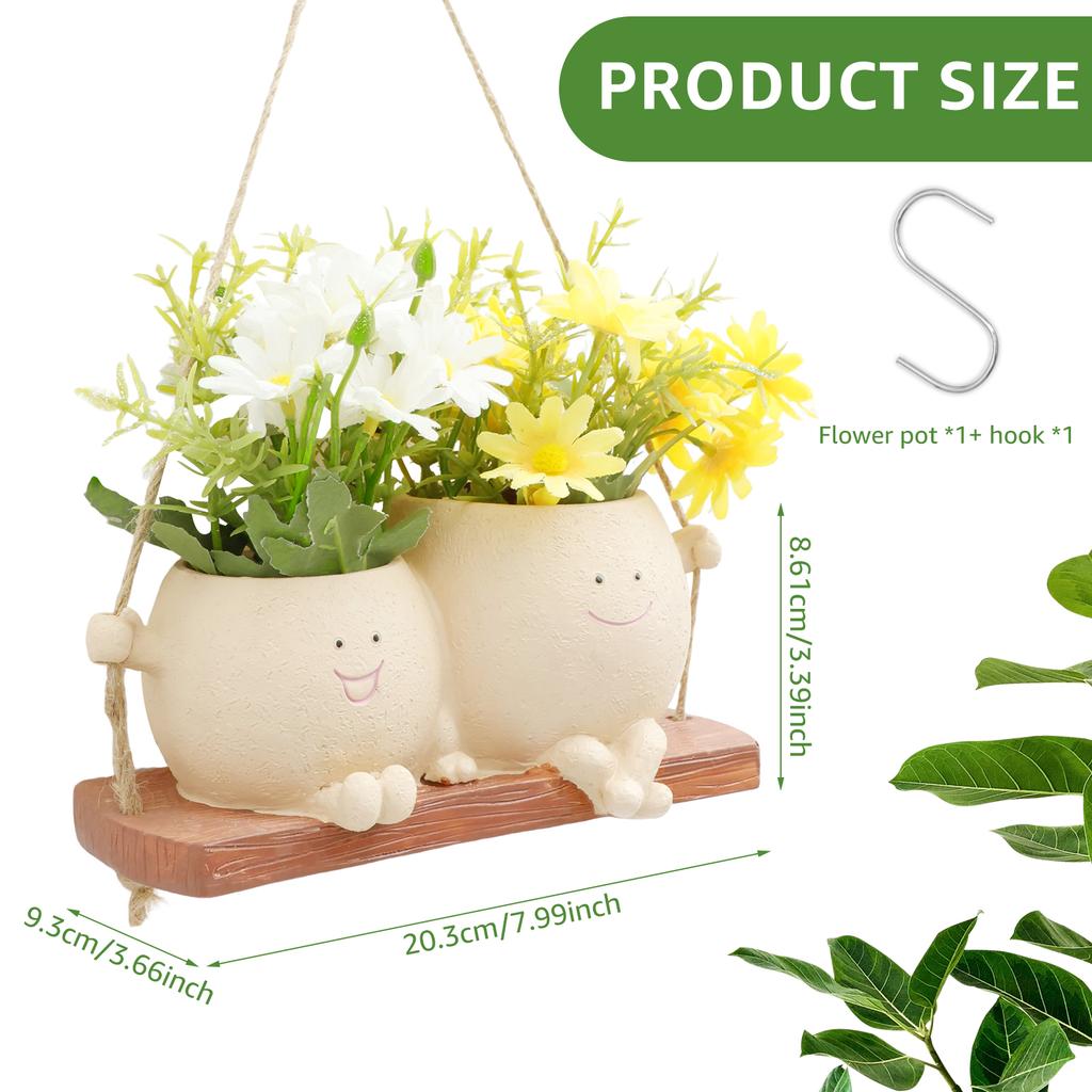 Smiley Face Flower Pot Cute Swinging Smiley Face Hanging Planter Cute Vase Indoor and Outdoor Decor Hanging Flower Pots