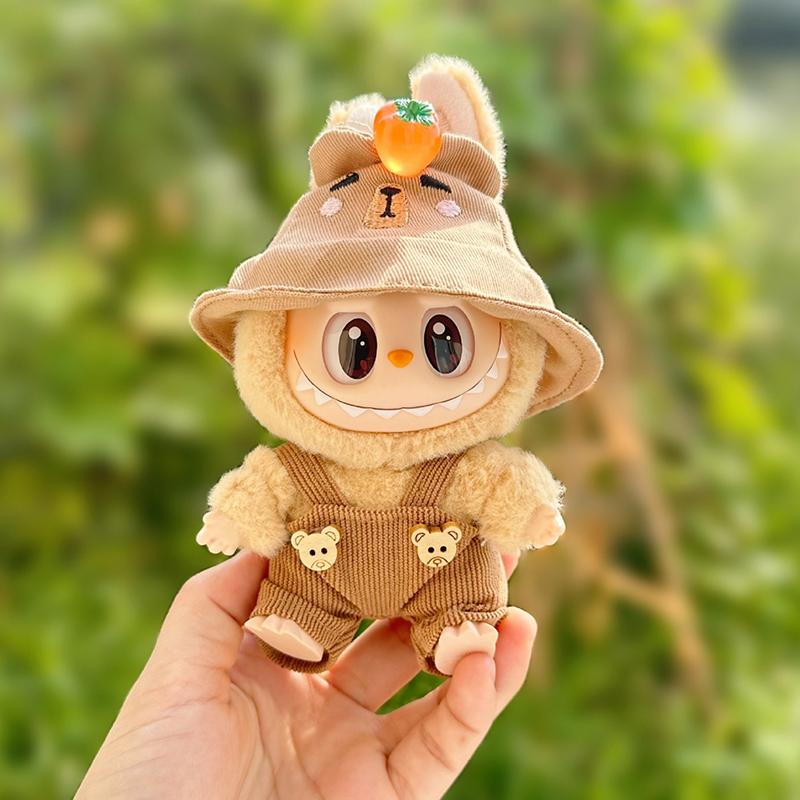 

Одежда Лабубу Мультяшный Комбинезон Набор из 2 предметов для кукол 17 см Комбинезон и Кепка Одежда для куклы Лабубу для Фотореквизита