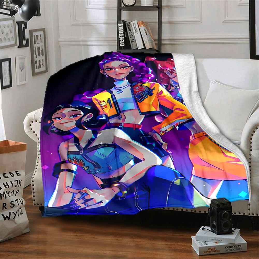 1pc KPop Demon Hunters Cozy Print Blanket Lightweight Warm Flannel Throw Blanket For Sofa, Bed, Living Room